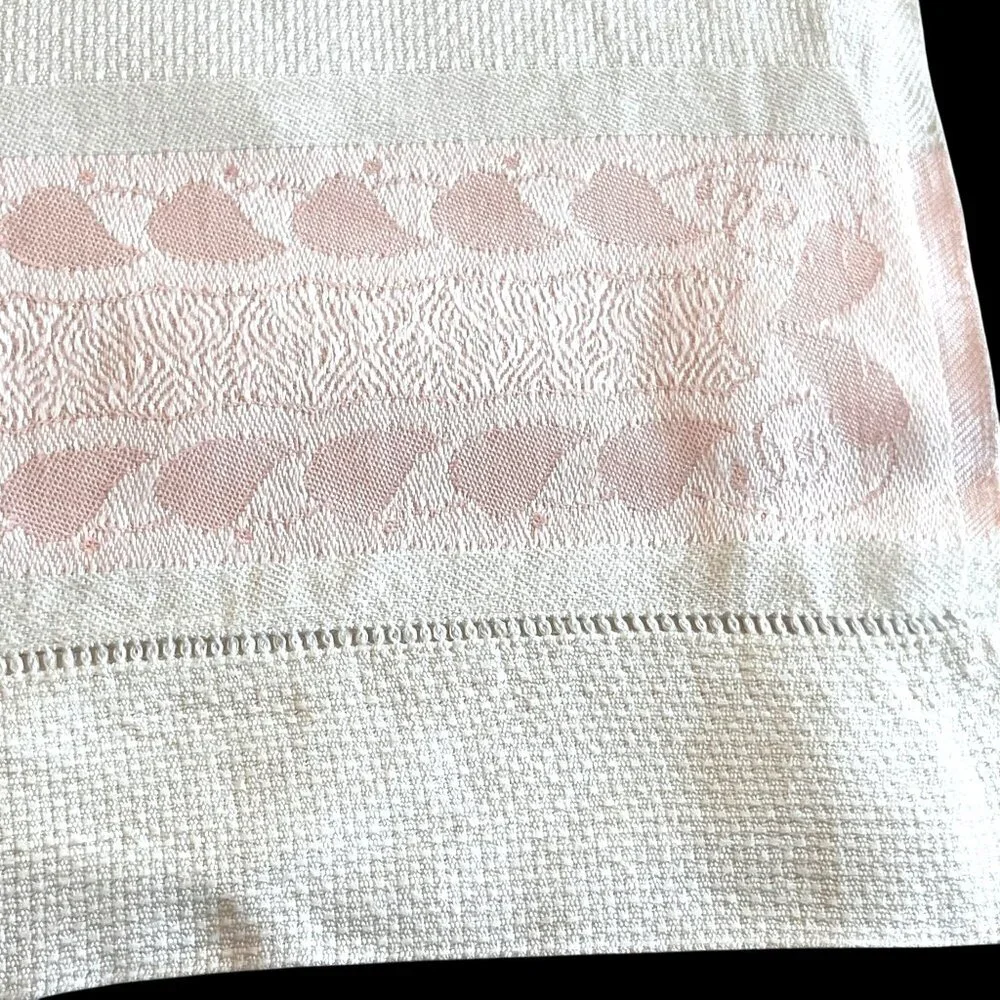 Vintage Pink & White Damask Hand Towel With Intricate Patterns